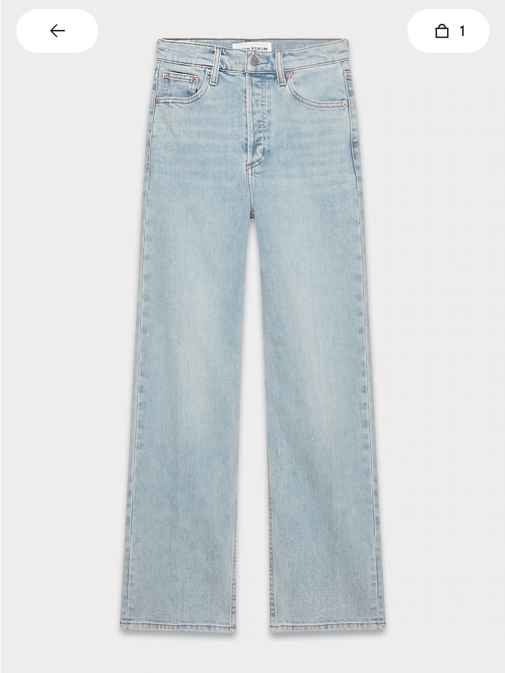 NWOT Denim Forum Arlo Hi-Rise Straight Jean in Light Blue Denim